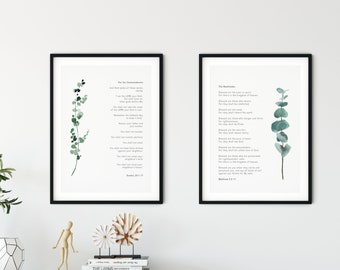 Beatitudes Botanical Print Set, Set of Two, Christian Prints, Watercolour Prints, Christian Art, Faith, Christian Gift,  Eco Friendly