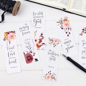 He Restores My Soul Christian Floral Bookmarks, Bible Verse Bookmarks, Christian Gifts, Mother&#39;s Day Gift, Flower Bookmarks, Eco Friendly