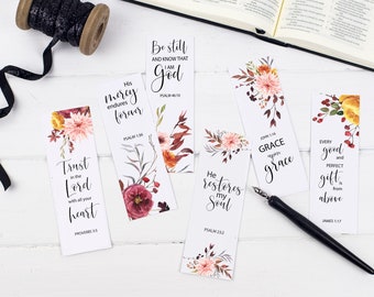 He Restores My Soul Christian Floral Bookmarks, Bible Verse Bookmarks, Christian Gifts, Mother's Day Gift, Flower Bookmarks, Eco Friendly