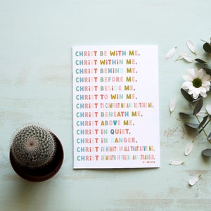 Christus zij met mij katholieke gebedskaart, citaat van St. Patrick, blanco kaart, bevestigingskaart, geloofskaart, religieuze kaart