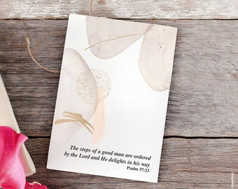 The Steps Of A Good Man Are Ordered By The Lord Abstract Card - Psalm 37:23 - Blank Card - Personalised Card