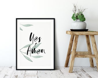 Yes & Amen Botanical Christian Print - 2 Corinthians 1:20 - Christian Wall Art