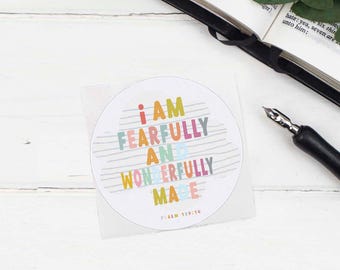 I Am Fearfully And Wonderfully Made Colourful Bible Journaling Sticker - Psalm 139:14
