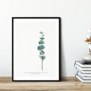 Christian Baby Blue Eucalyptus Watercolour Print - He Has Made Everything Beautiful In Its Time Print - Ecclesiastes 3:11