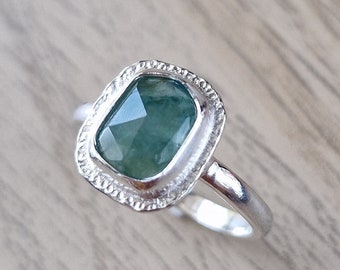 Grandidierite Rustic Ring | Sterling Silver | Rose Cut | UK Size P|