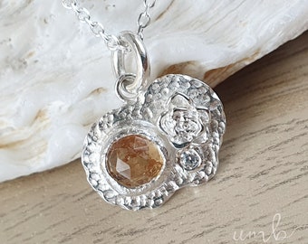 Imperial Topaz Succulent Leaf Necklace | Sterling Silver | Necklace | Rose Cut