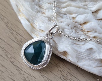 Grandidierite Rustic Silver Necklace | Sterling Silver | Necklace | Rose Cut