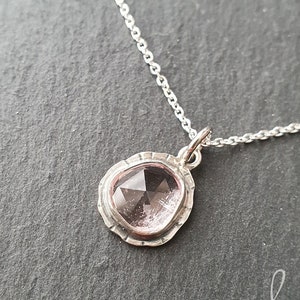 Pink Morganite Rose Cut Pendant | Sterling Silver | Necklace