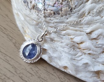 Tanzanite Rustic Silver Necklace | Sterling Silver | Necklace | Rose Cut