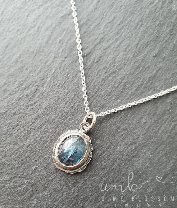 Teal Moss Kyanite Rose Cut Pendant | Sterling Silver | Necklace