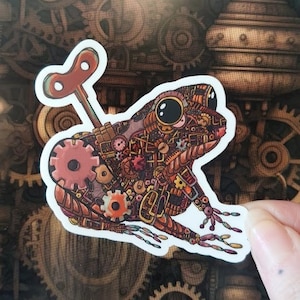 Sticker Steampunk grenouille rouage