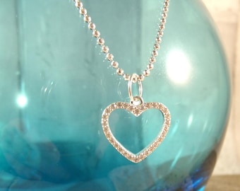 Silver Heart Necklace, CZ Heart Pendant, Heart Jewellery, Bridesmaid Jewellery, Gift For Her, Mothers Day, Sterling Silver, Bridesmaid Gift