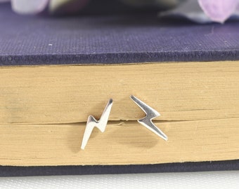 Sterling Silver Lightning Bolt Stud Earrings, Silver Thunder Bolt Earrings, Storm Stud Earrings, Lightening Bolt Jewellery, Dainty Earrings