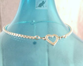 Silver Heart Bracelet, CZ Heart Bracelet, Heart Jewellery, Mothers Day Gift, Sterling Silver, Bridesmaid Gift, Bridesmaid Bracelet, For Her