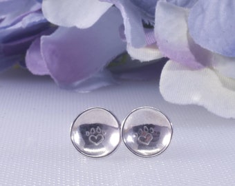 Sterling Silver Paw Print Studs, Silver Paw Print Earrings, Dainty Earrings, Gift For Her, Unique Paw Print Earrings, Ladies Earrings
