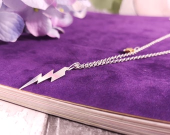 Sterling Silver Lightning Bolt Necklace, Thunder Bolt Necklace, I Am The Storm Pendant, Bolt Pendant, Mixed Metals Necklace, Dainty Necklace