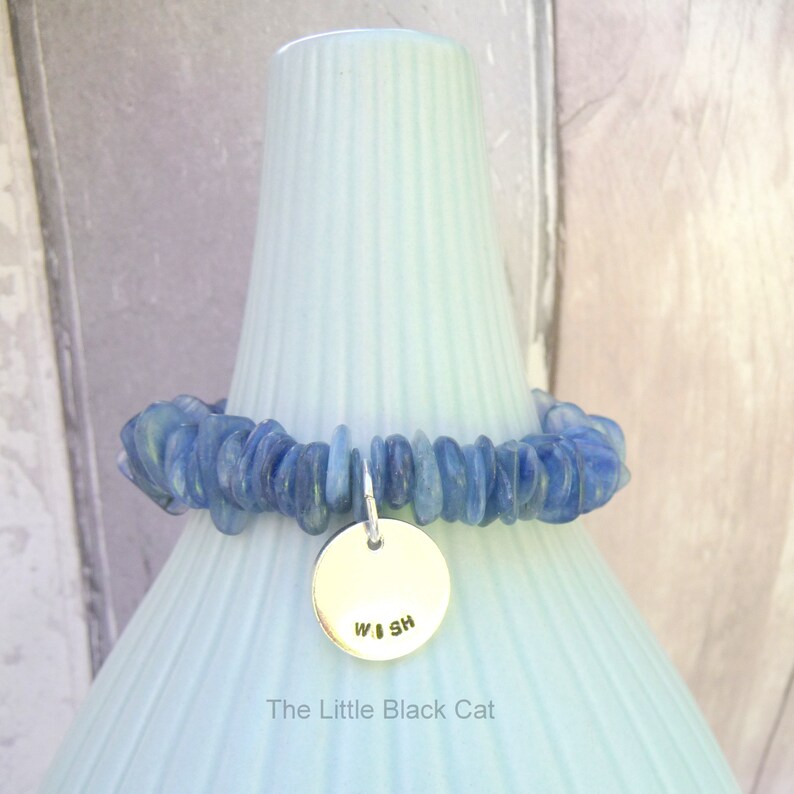 Kyanite Jewellery Blue Kyanite Bracelet Wish Ladies Present Gemstone Elastic Bracelet Gift For Her Blue Jewellery Stretch Bracelet