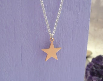 Rose Gold Star Necklace, Star Pendant, Star Jewellery, Rose Gold Pendant, Layering Necklace, Delicate Jewellery, Sterling Silver, Ladies