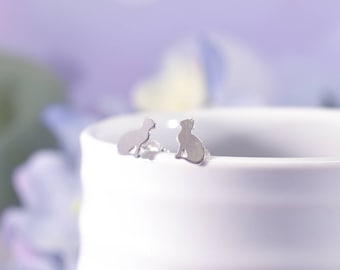 Sterling Silver Kitty Cat Stud Earrings, Ladies Silver Cat Earrings, Kitty Stud Earrings, Silver Cat Jewellery, Cat Gift, Fun Stud Earrings