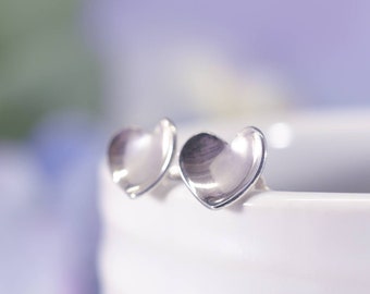 Silver Love Heart Studs, Sterling Silver Heart Stud Earrings, Dainty Earrings, Unique Heart Earrings, Ladies Earrings, Bridesmaid Gifts