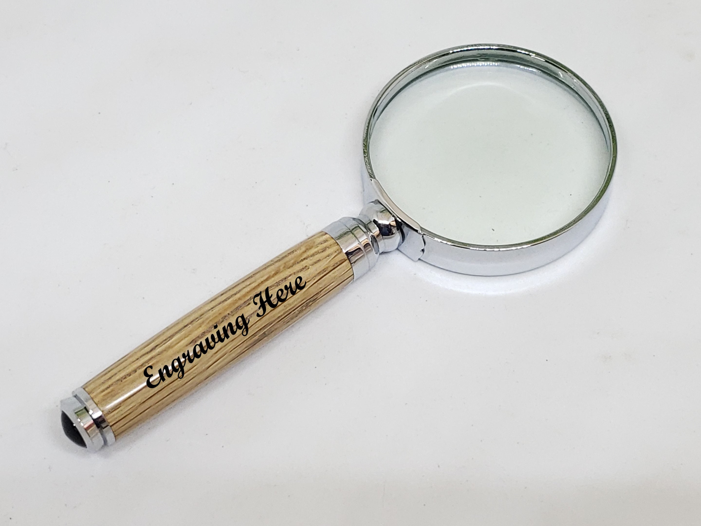 Custom Name Engraved Wood Magnifying Glass, Retro Optical Glass