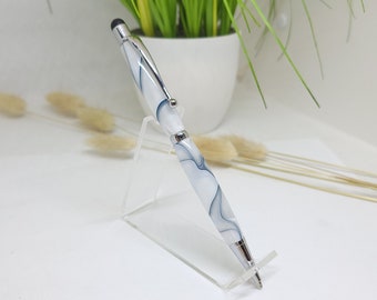 Pen, Hand Turned, Stylus, Arctic Ocean Acrylic Body, Chrome Trim, Extra Refill, Gift Pouch, Gift for Student, Gift for Mom, Gift for Dad