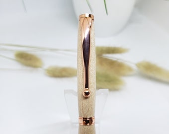 Pen, Rose Gold Trim with White Maple Body, Hand Turned, Personalized, Engraved, Gift for Mom, Gift for Daughter, Mother's Day