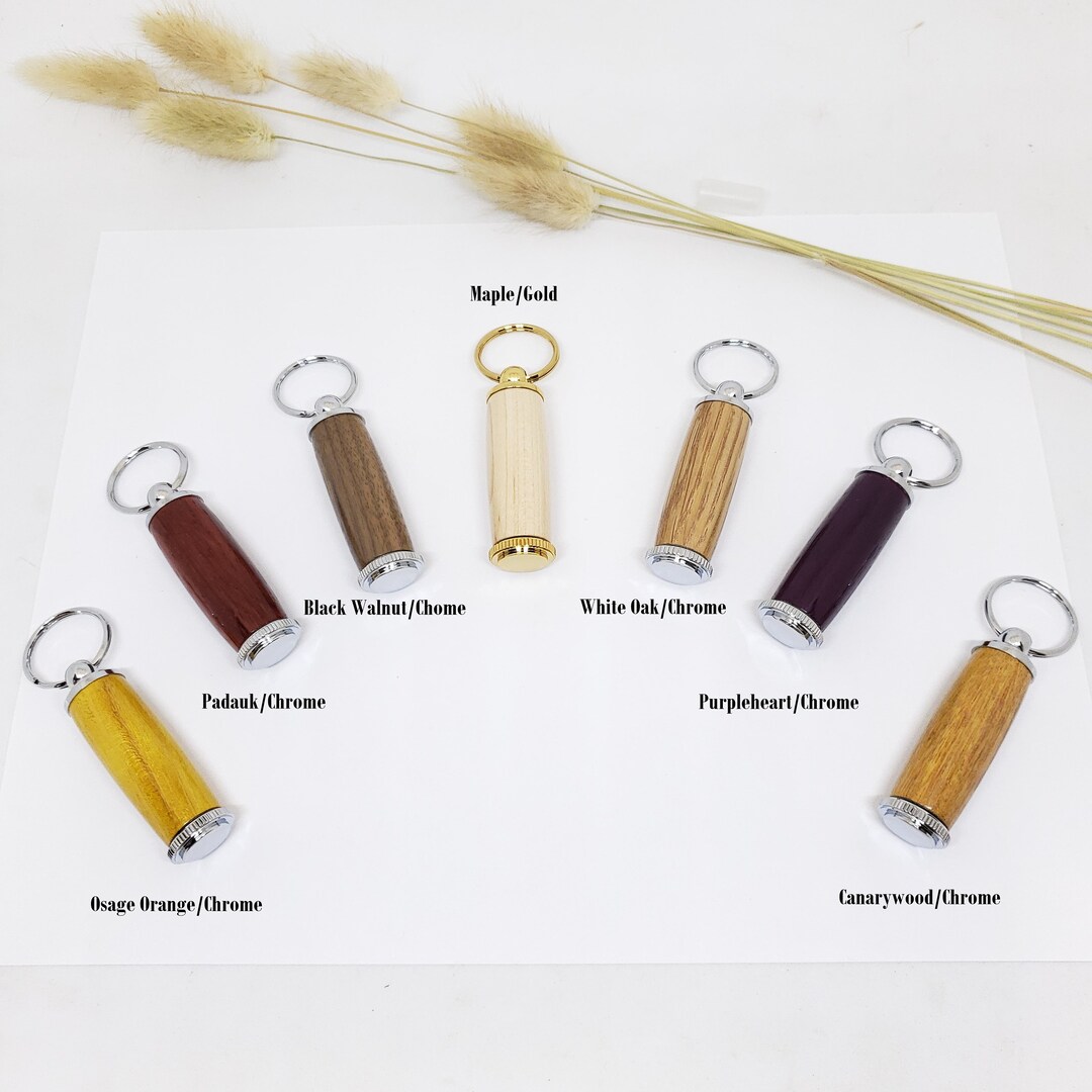 Pill Holder Keychain Personalized, Engraved, Choice of Hardwood Hand