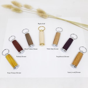 Porte-pilules personnalisé, gravé, corps en bois dur tourné à la main au choix, garnitures dorées ou chromées, tourné à la main