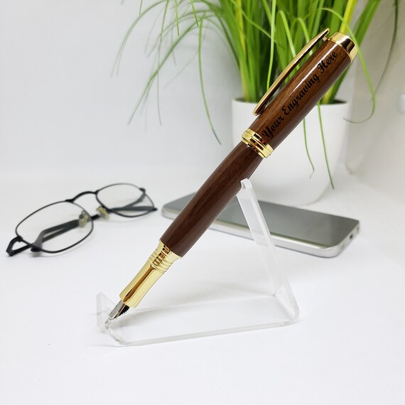 Wordsworth & Black Fountain Pen, Medium Nib Ink Pen, Brown Wood -  Refillable, Calligraphy 