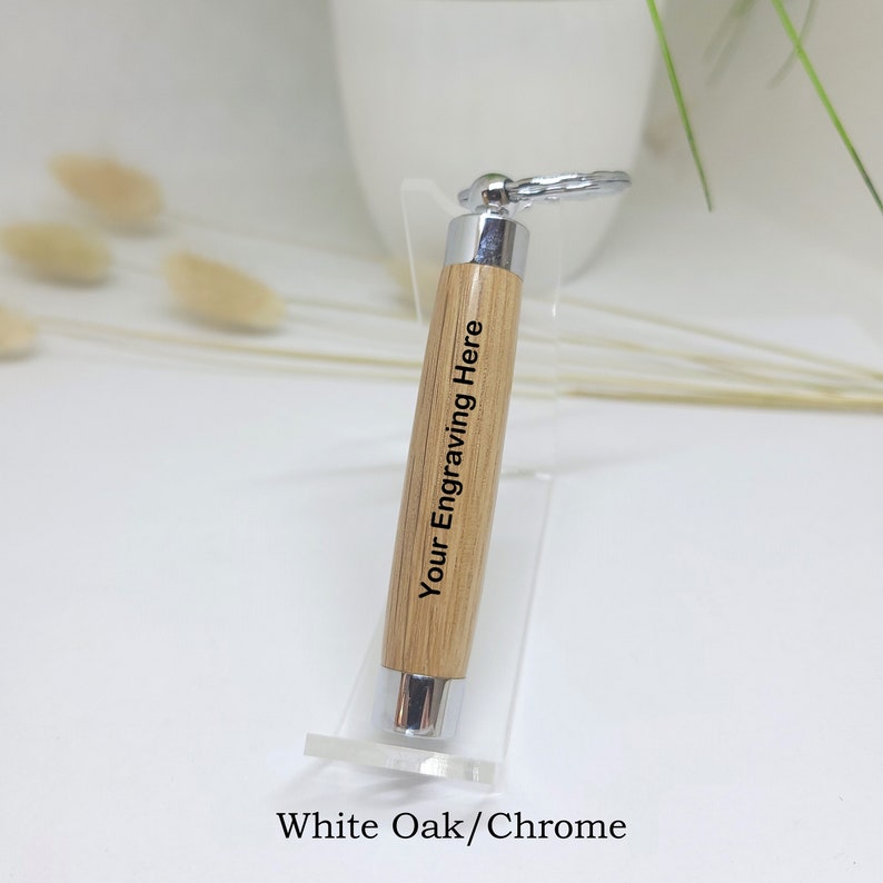 Toothpick Holder Keychain, Secret Compartment, Multiple Hardwood Choices, Gold or Chrome Trim, Engraved, Personalized, Gift for Dad, Gramps zdjęcie 10