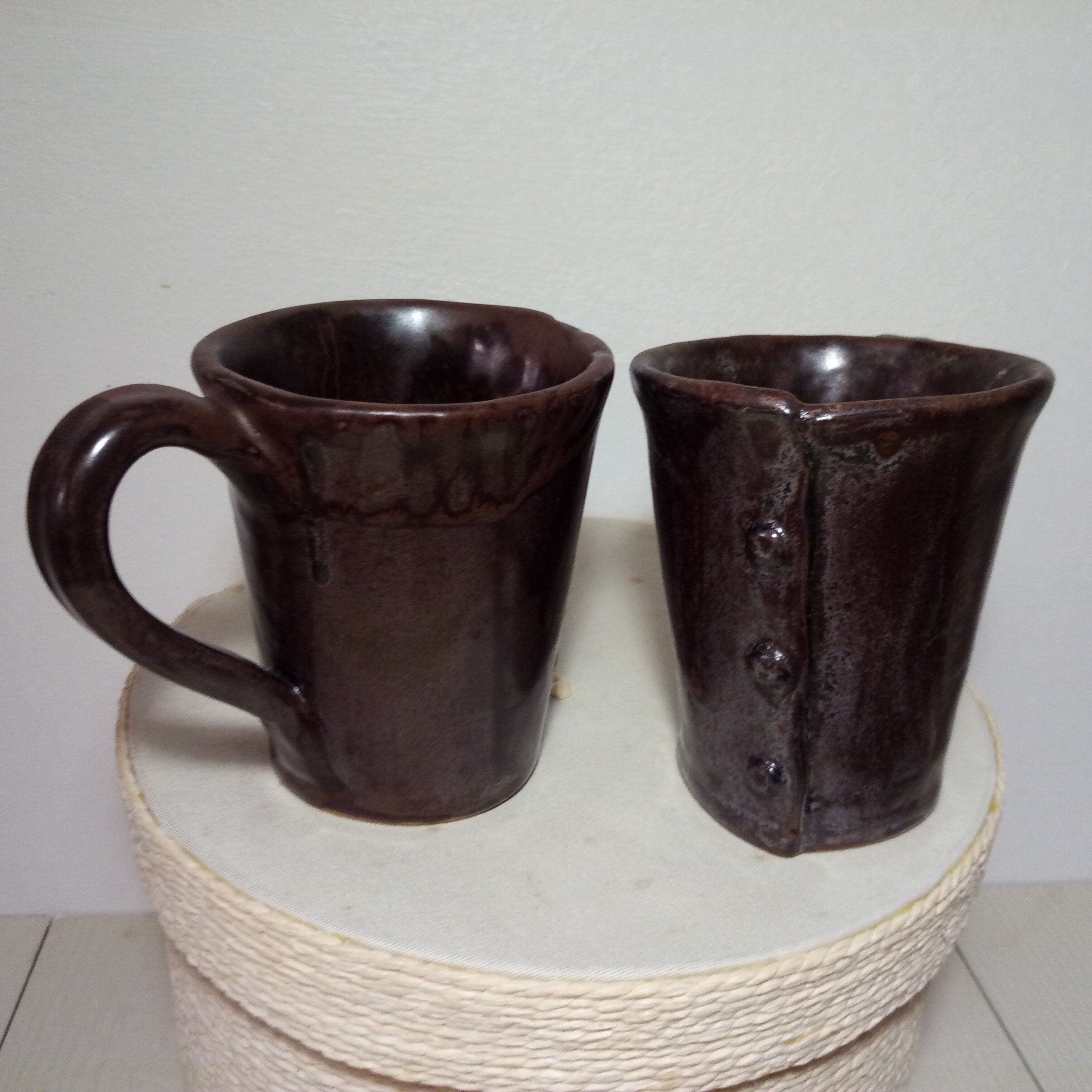 Grande Tasse en Grès Décor Boutons - Mug Fait Main