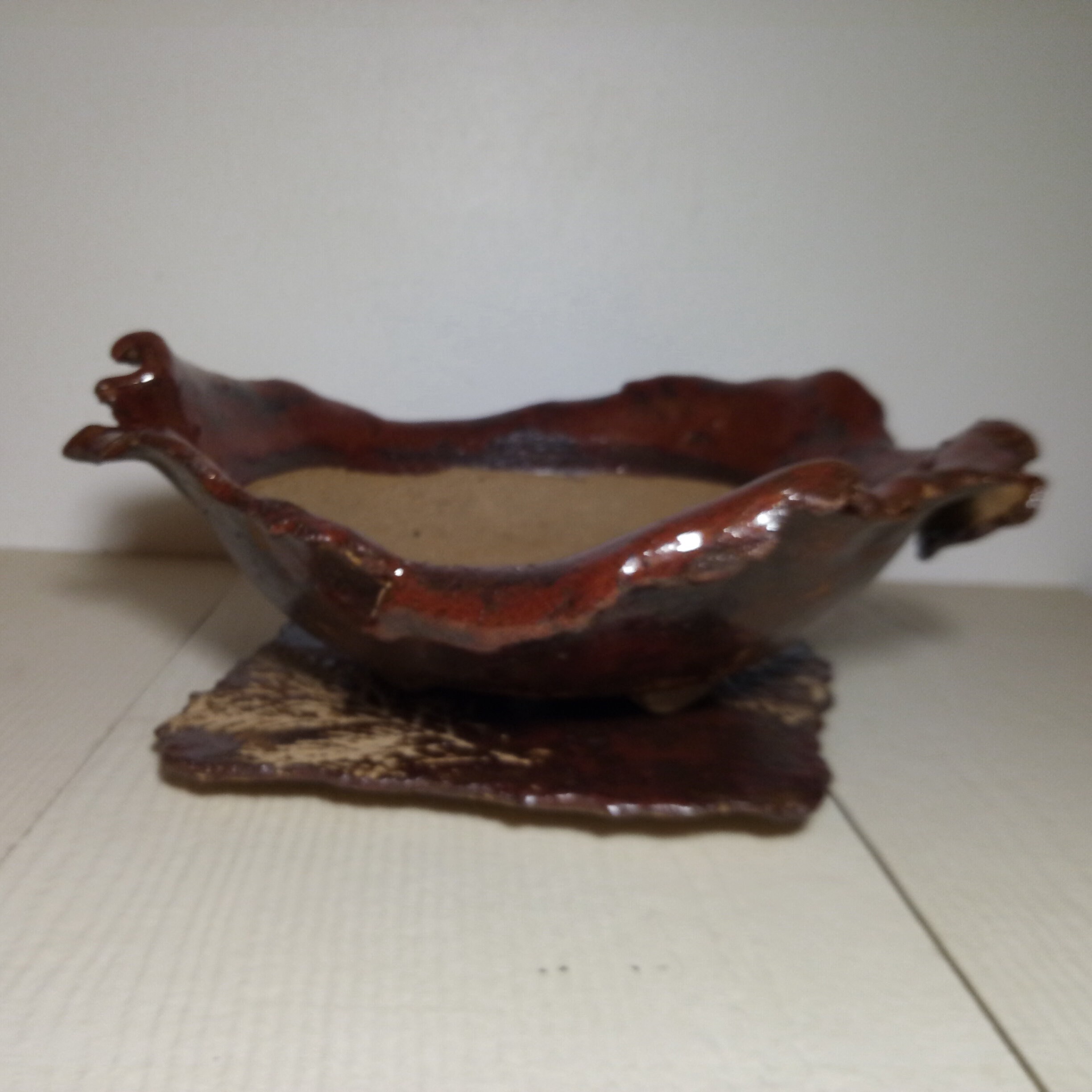 Pot à Bonsaï avec Support, Pot Succulente Grès Non-Gélif, Pièce Fait Main Unique.