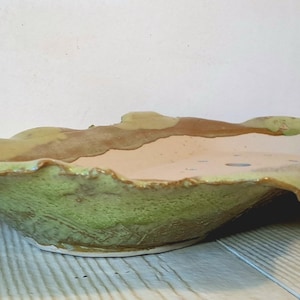 Pot à bonsaï  ou succulentes en grès vert – pot rectangulaire allongé avec 15 trous de drainage et 3 pieds – idéal forêts miniatures