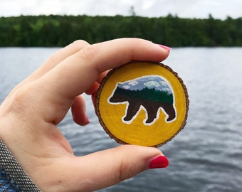 Custom Wood Burned Magnets - handpainted- - custom - nature - coast to coast - Canadian - art - design - wood - salvaged - eco