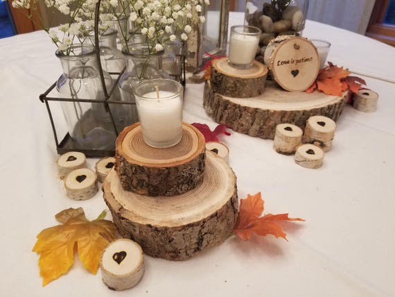 Thick Natural Wood Slice Brown Bark Cake Stand, Wedding Centerpiece Wood  Slabs, 3 to 16 Inch Wood Rounds 