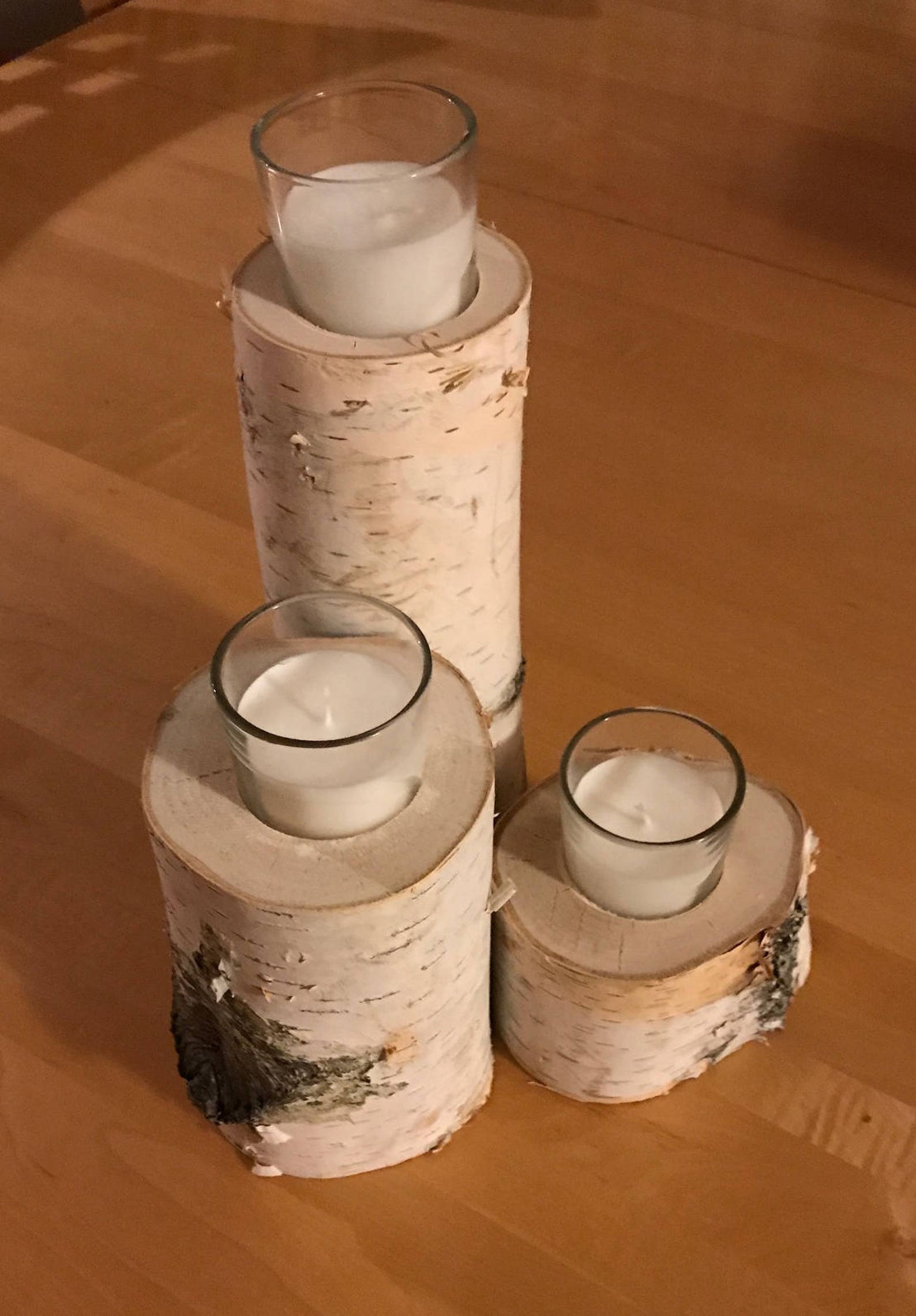 Wood Candle Holder, White Birch Candles, Wedding Centerpiece, Birch