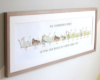 Panoramic Personalised Duck Family Print