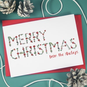 Feliz Navidad Holly Berry Tarjetas de Navidad Personalizadas