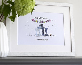 Personalised Welly Boot Wedding Print