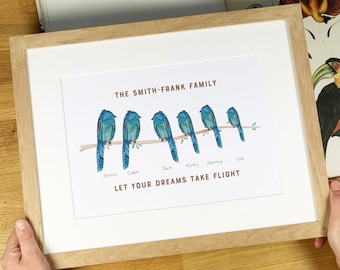 Stampa di famiglia di uccelli