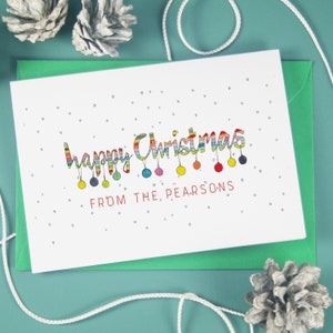 Tarjetas de Navidad personalizadas Baubles