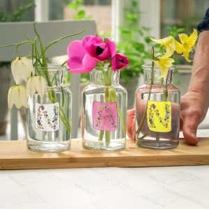 Flower Lettering Bud Glass Vase