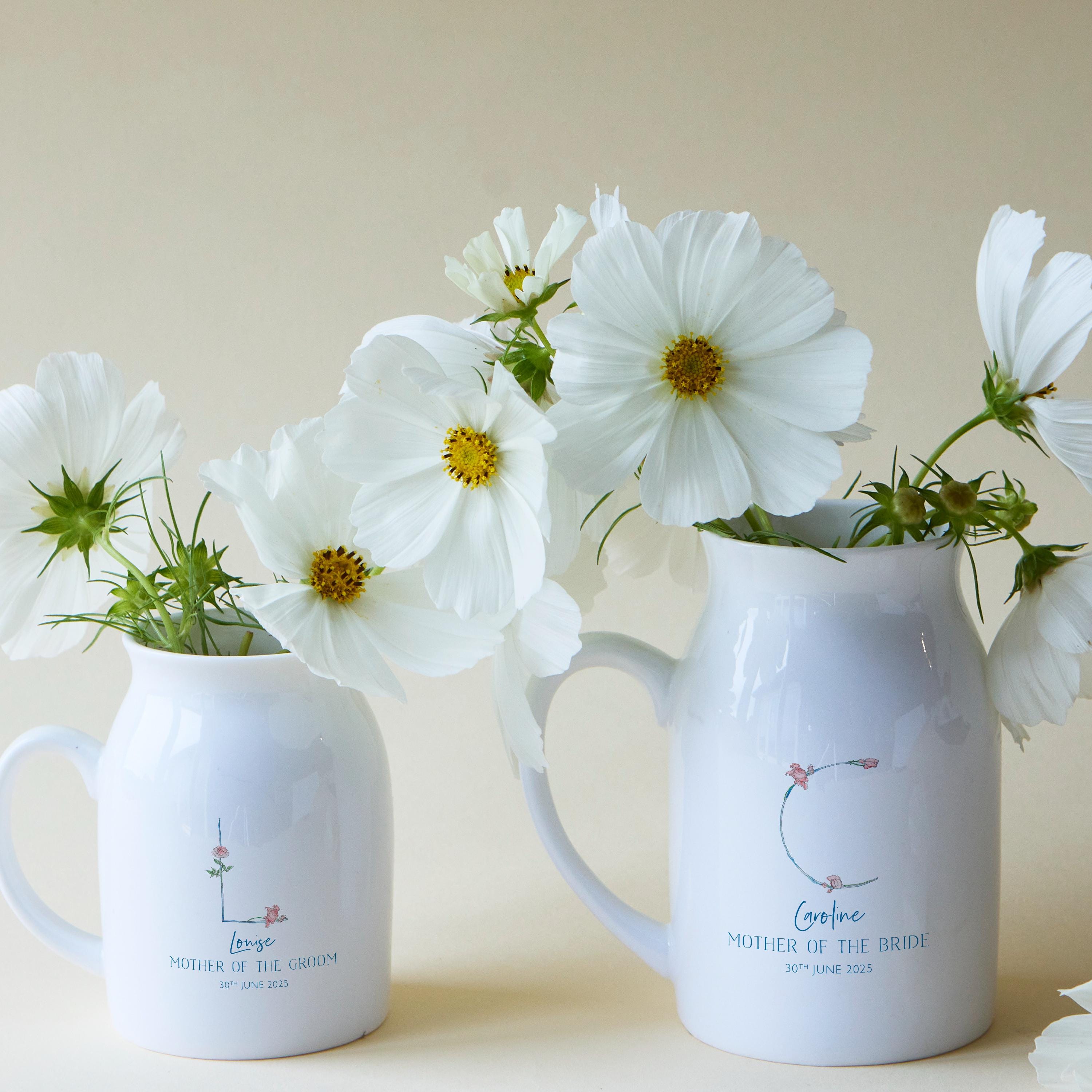Birth Flower Initial Wedding Party Ceramic Vase