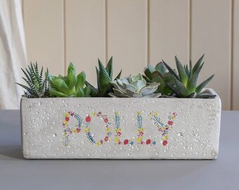 Fully Floral Concrete Planter