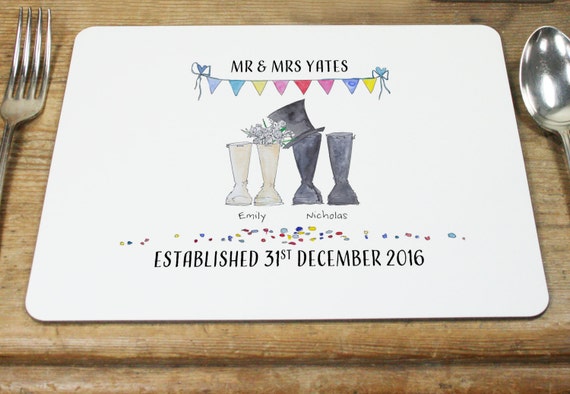 Wedding Welly Boot Placemat 