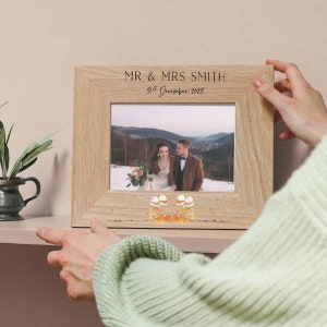Wedding Ski Boot Oak Photo Frame
