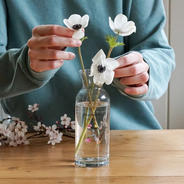 Family Birth Flower Stems Glass Vase
