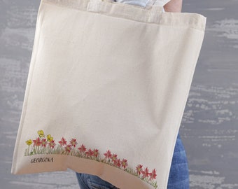 Row of Birth Flowers Cotton Tote Bag
