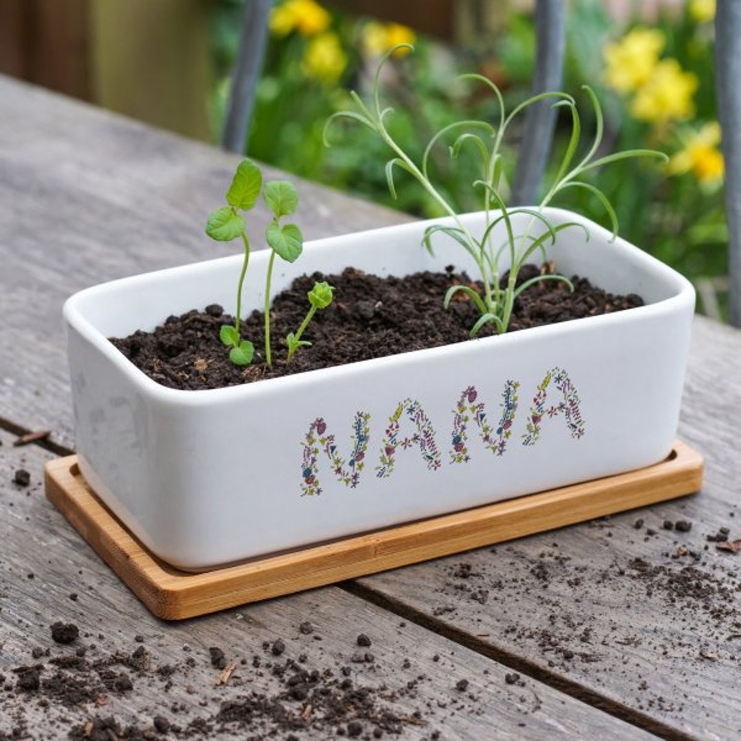 Personalised Floral Lettering Planter - Etsy